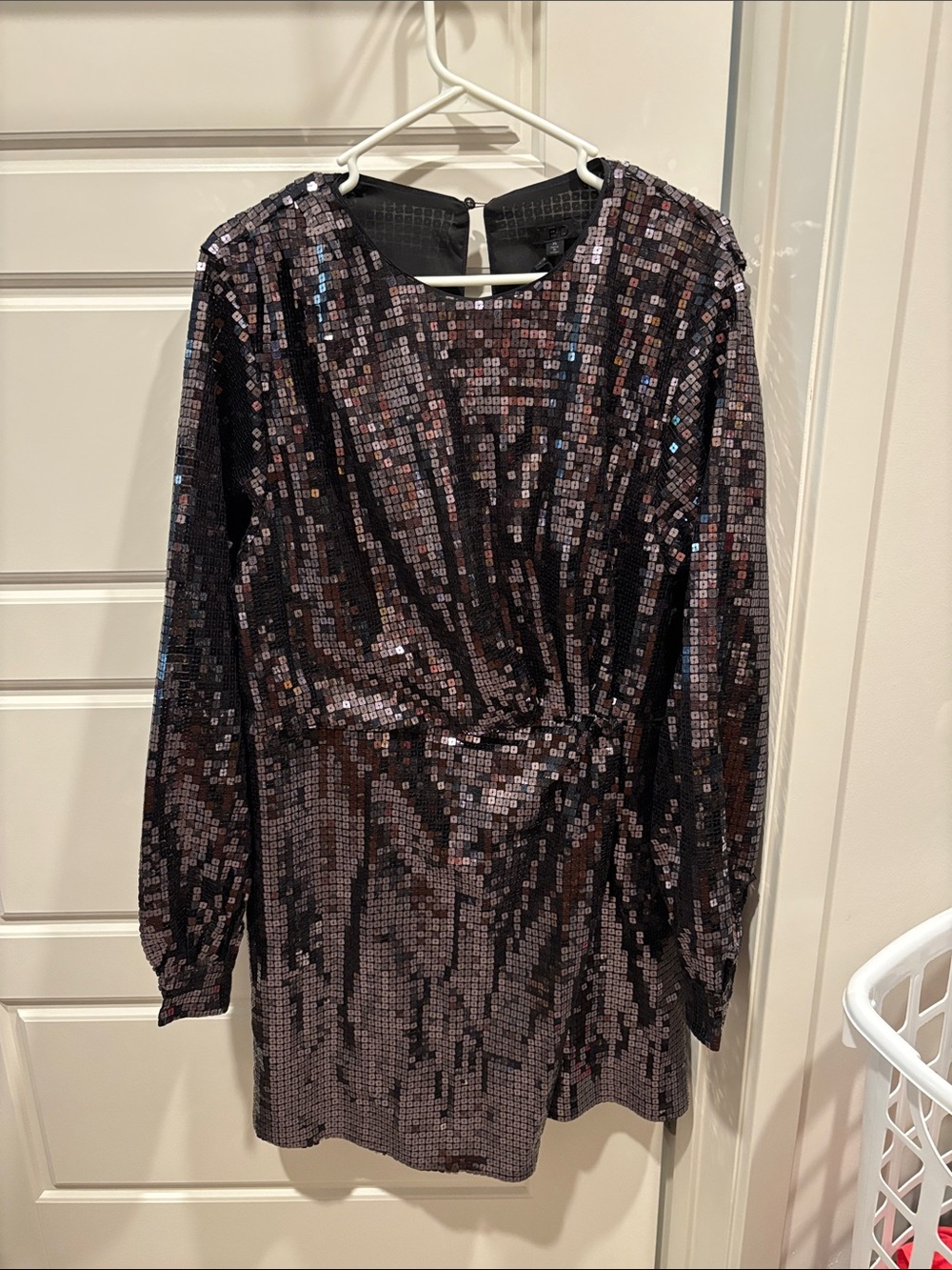 NBD Women's Gunmetal Black Margaery Long Sleeve Sequin Mini Dress, Size XL, NWT